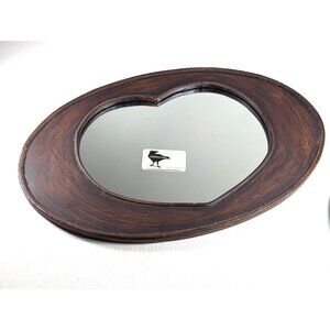 Vintage Farmhouse mirror with Heart shaped Cut out, Large wooden oval hallway